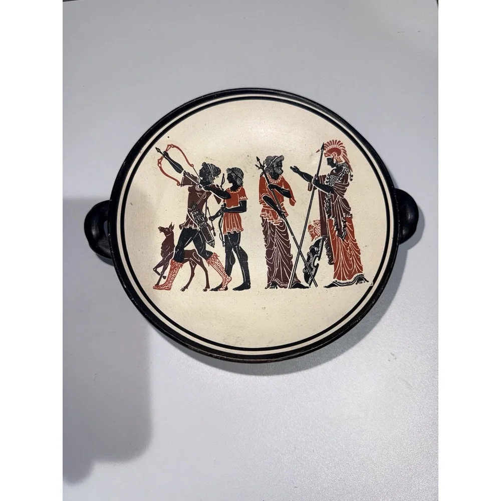 Athena Greek Kylix Drinking Bowl Redware Hand Made In‎ Greece Artemis Hermes